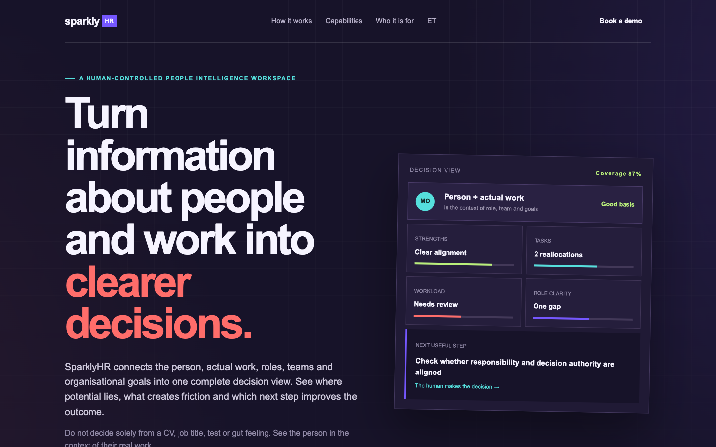 Screenshot of the SparklyHR project page in English